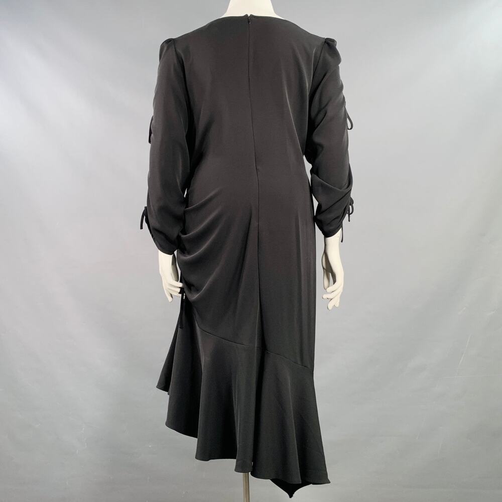 RODARTE Size 18 Black Polyester Blend Ruched Asymmetrical Dress - Picture 4 of 7
